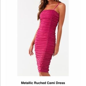 Forever 21 Rouched Cami Dress Fuscia Sparkly